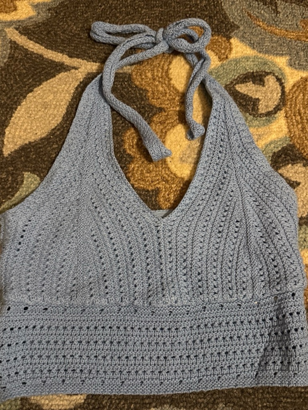 Hollister Light Blue Crochet Halter Bandeau